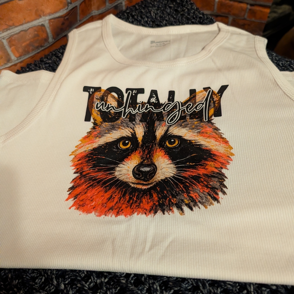 No Boundaries Kids Raccoon Tank Top - White and Orange